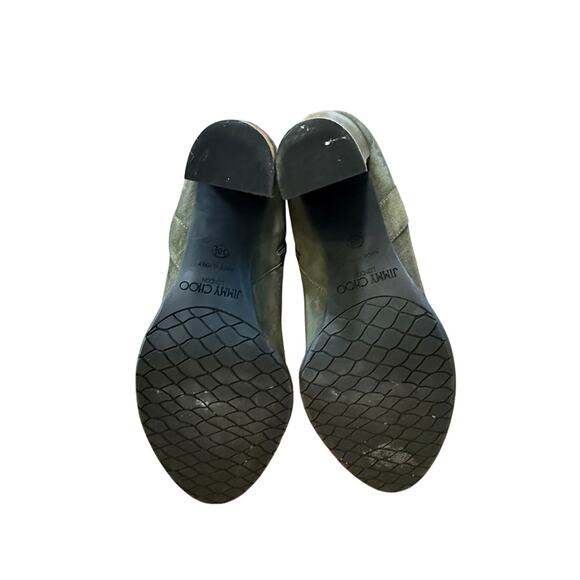 Jimmy Choo 8.5 Bethanie Olive Green $1190 Suede Studded Ankle Boots Almond Toe - Picture 6 of 6